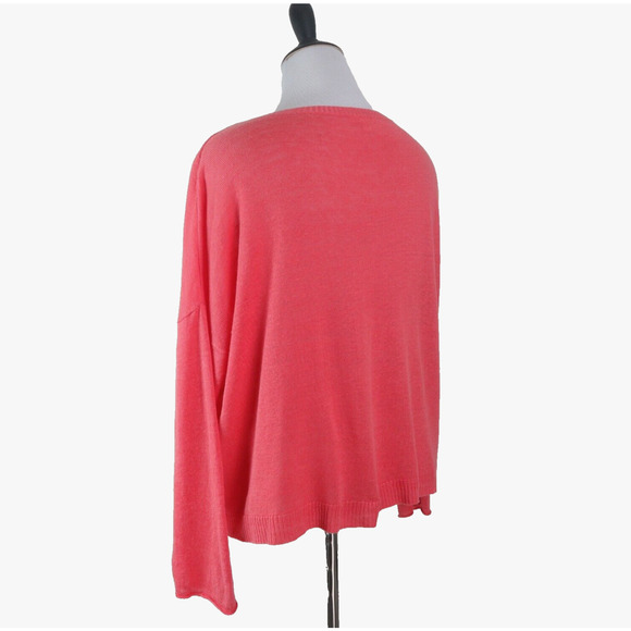 Eileen Fisher Size M Organic Linen Bateau Neck Boxy Pullover Coral - Picture 3 of 9